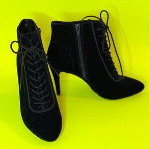 A New Day Black Faux Suede Ankle High Heel Booties